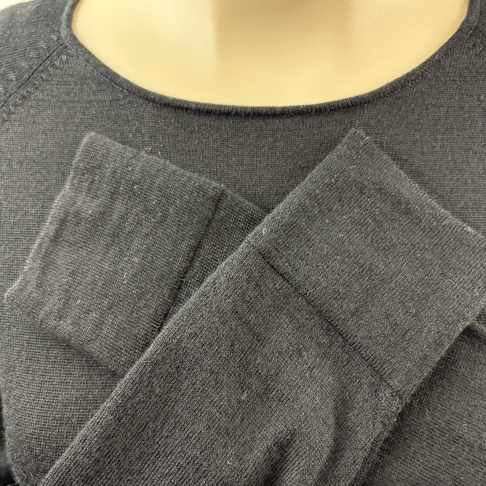 Sandra Angelozzi Black Crew Neck Sweater with Attached Wide Sash M - Picture 8 of 11
